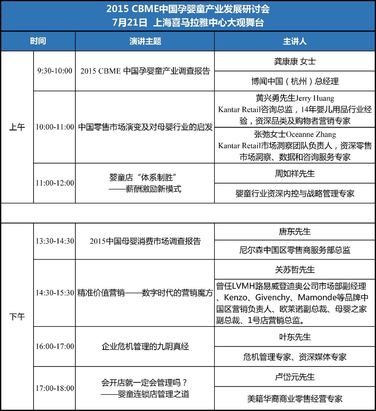 2015cbme 中国孕婴童产业发展研讨会议程